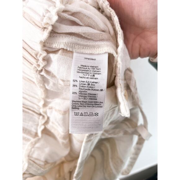 Madewell Linen-Blend Pull-On Paperbag Shorts Small Boho Beach Breezy Nautical - Picture 7 of 8